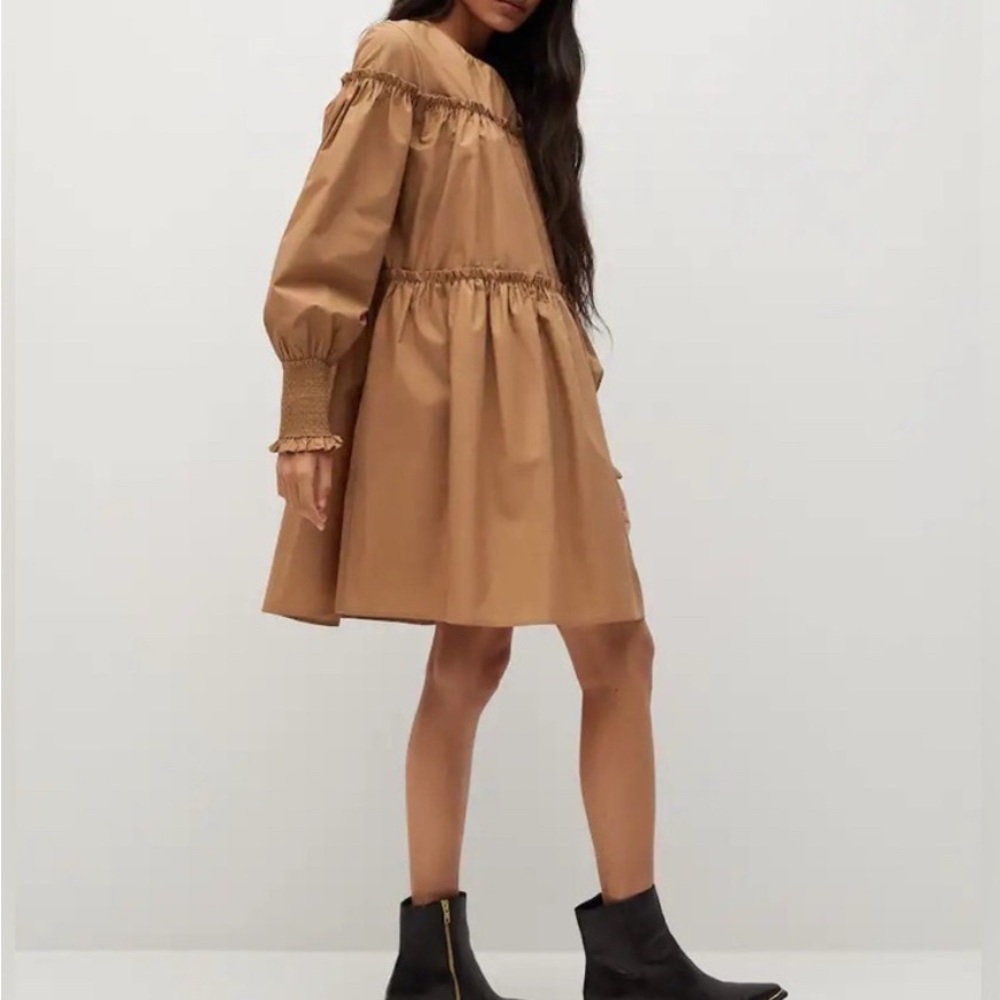 Mango Tan Long Sleeve Dress